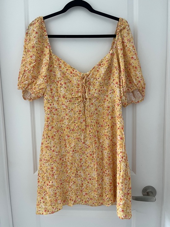 Ever New Dresses & Skirts - Ever New Yellow Floral Lace-Up Mini Dress